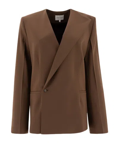 Loulou Studio Nodo Blazer Jacket In Brown
