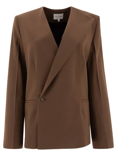 Loulou Studio Nodo Blazer Jacket In Brown