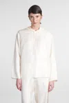 Loulou Studio Ivory Hooded Blouse In Silk In Beige