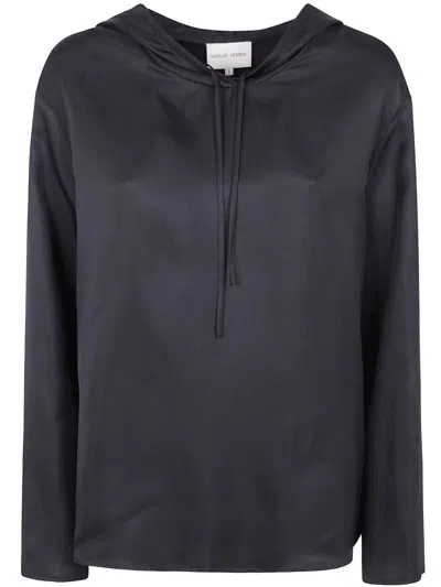 Loulou Studio Nuka Hooded Blouse In Black
