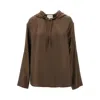 Loulou Studio Nuka Hooded Silk Blouse In Brown