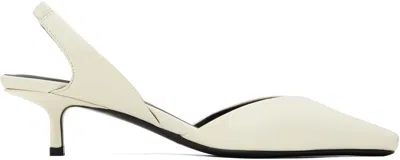 Loulou Studio Abside Leather Slingback Pumps In Cream
