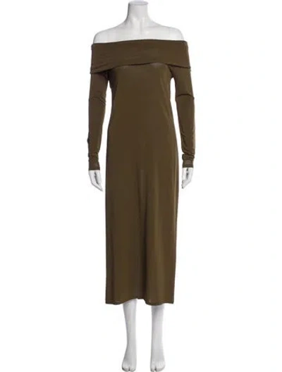Pre-owned Loulou Studio Off-the-shoulder Midi Length Dress In Green