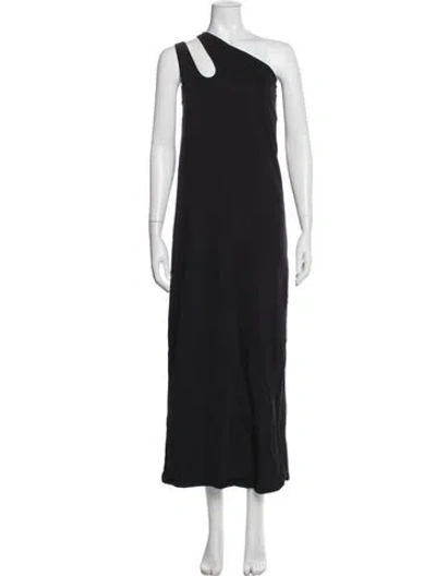 Pre-owned Loulou Studio One-shoulder Long Dress In Black