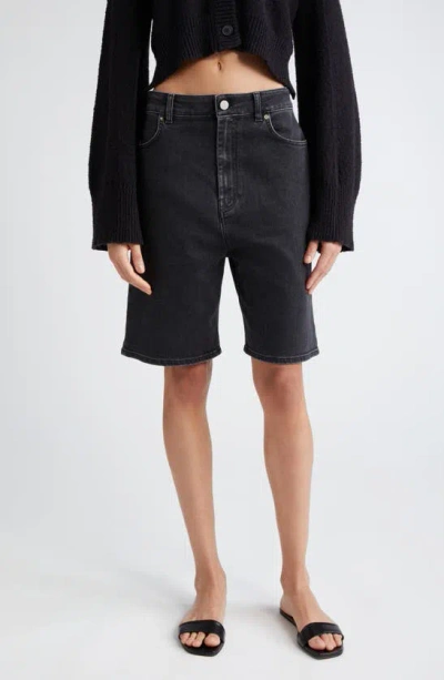 Loulou Studio Organic Cotton Denim Shorts In Washed Grey