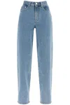 Loulou Studio Organic Denim Wide Leg High Waist Light Blue Washed Pants In Blue