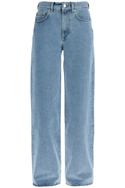 Loulou Studio Organic Denim Wide Leg High Waist Light Blue Washed Pants