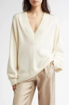 Loulou Studio Oversize Cashmere V-neck Sweater In Ivory