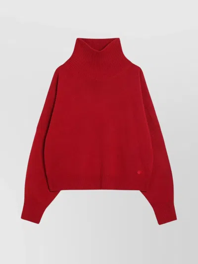 Loulou Studio Oversized Turtleneck Wool Cashmere Sweater In Red