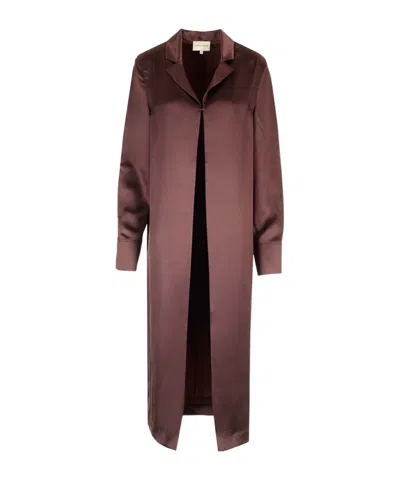 Loulou Studio Oyat Long-length Satin Shirt In Brown