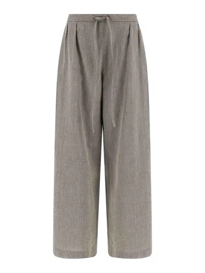 Loulou Studio Clark Trousers Wide Leg Side Pockets In Gray
