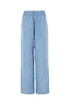 Loulou Studio Trousers With Back Pocket And Elastic Waistband In Blue