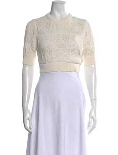 Pre-owned Loulou Studio Patterned Crew Neck Crop Top In Neutral