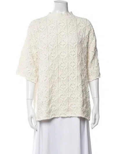 Pre-owned Loulou Studio Patterned Mock Neck Sweater In Neutrals
