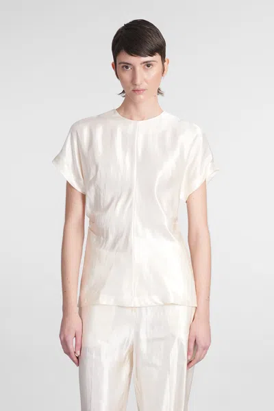 LOULOU STUDIO PERO BLOUSE IN BEIGE LINEN