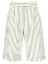 Loulou Studio Front Pleated Striped Bermuda Shorts With Pockets