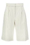 Loulou Studio Front Pleated Striped Bermuda Shorts With Pockets