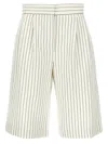Loulou Studio Front Pleated Striped Bermuda Shorts With Pockets In Multicolor