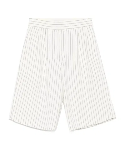 Loulou Studio Piera Striped Bermuda Shorts In White