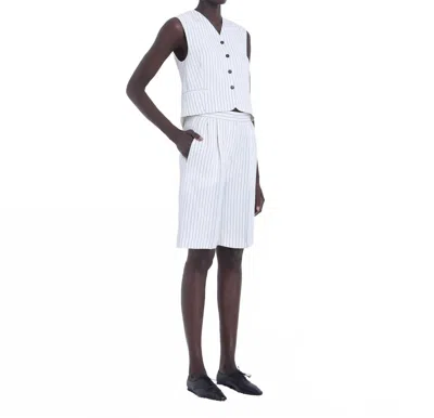 Loulou Studio Piera Tailored Bermuda Shorts Piera Striped Tailored Bermuda Shorts In Ivory/black Stripes In White