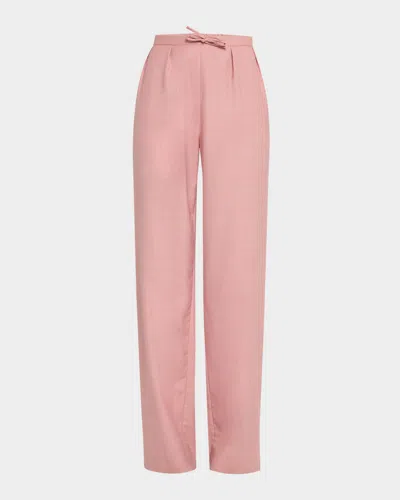 Loulou Studio Pleated Elastic Waistband Wool Pants In Woven Red