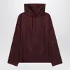 Loulou Studio Silk Blouse With Drawstring And High Collar In Burgundy