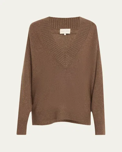 Loulou Studio Plunging V-neck Cashmere Oversized Sweater In Wood