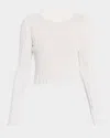 Loulou Studio Tinos Pointelle Knit Cropped Sweater In White