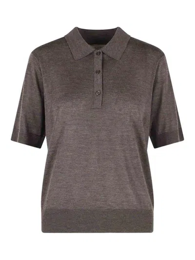 Loulou Studio Migo Brown Cashmere Polo Shirt