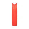 Loulou Studio Moun Sleeveless Draped Silk Midi Dress In Red