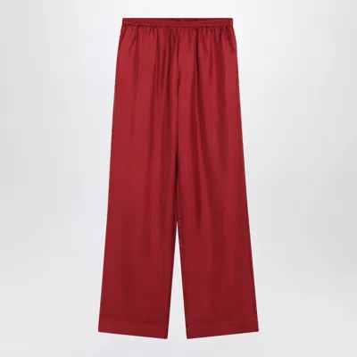 Loulou Studio Silk Trousers Wide Elastic Waistband In Red