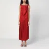 Loulou Studio Moun Sleeveless Draped Silk Midi Dress In Red