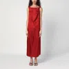 Loulou Studio Moun Sleeveless Draped Silk Midi Dress In Red