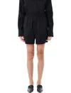 Loulou Studio Relaxed Fit Black Shorts With Elasticated Waistband In Black