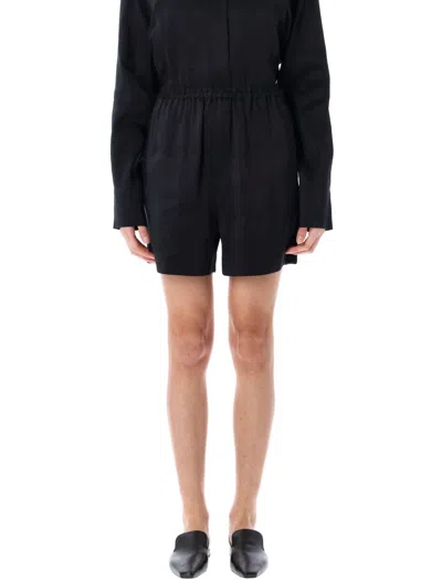 Loulou Studio Relaxed Fit Black Shorts With Elasticated Waistband