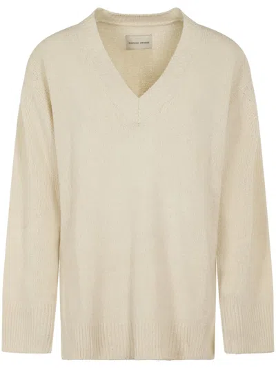 Loulou Studio Relaxed-fit Deep V-neck Sweater In Neutral