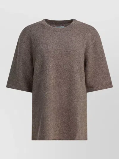 Loulou Studio Relaxed Knit Top Round Neck Design In Brown