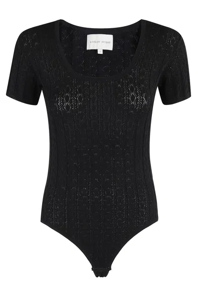 Loulou Studio Rib-lace Knit Fitted Body In Black