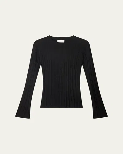 Loulou Studio Rib Long Sleeve Top In Black
