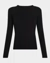 Loulou Studio Rib Long Sleeve Top In Black