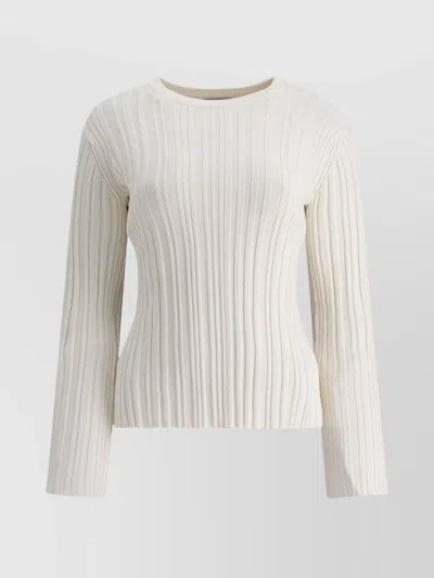 LOULOU STUDIO RIBBED CREW NECK LONG SLEEVE FITTED TOP