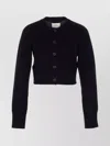 Loulou Studio Ribbed Crewneck Crop Knitwear With Long Sleeves In Black