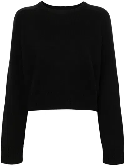 Loulou Studio Crew Neck Bruzzi Knit Sweater With Ribbed Cuffs And Hem In Black