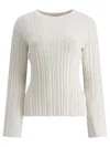 Loulou Studio Ribbed Knit T-shirt In Silk-cotton Blend In White
