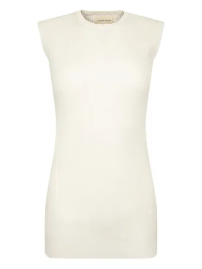 Loulou Studio Ribbed Open-back Top In Neutral