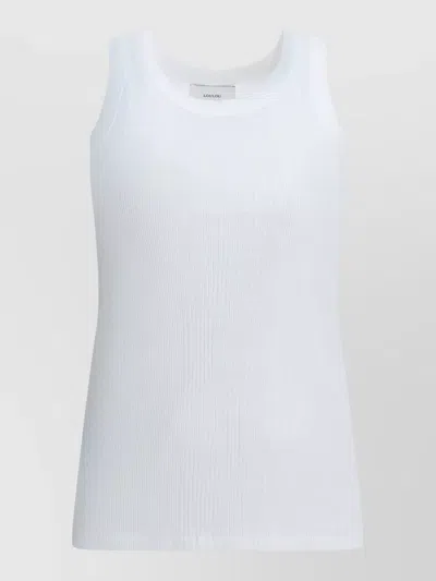 Loulou Studio Ribbed Scoop Neck Sleeveless Knit Top In White