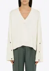 LOULOU STUDIO RIKE V-NECK WOOL-BLEND SWEATER