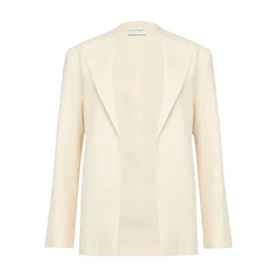 Loulou Studio Rocco Reverse Lapel Jacket In Off-white