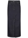 Loulou Studio Logo-patch Organic Cotton Skirt In Blue