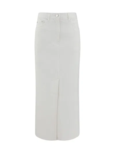 Loulou Studio White Rona Denim Midi Skirt